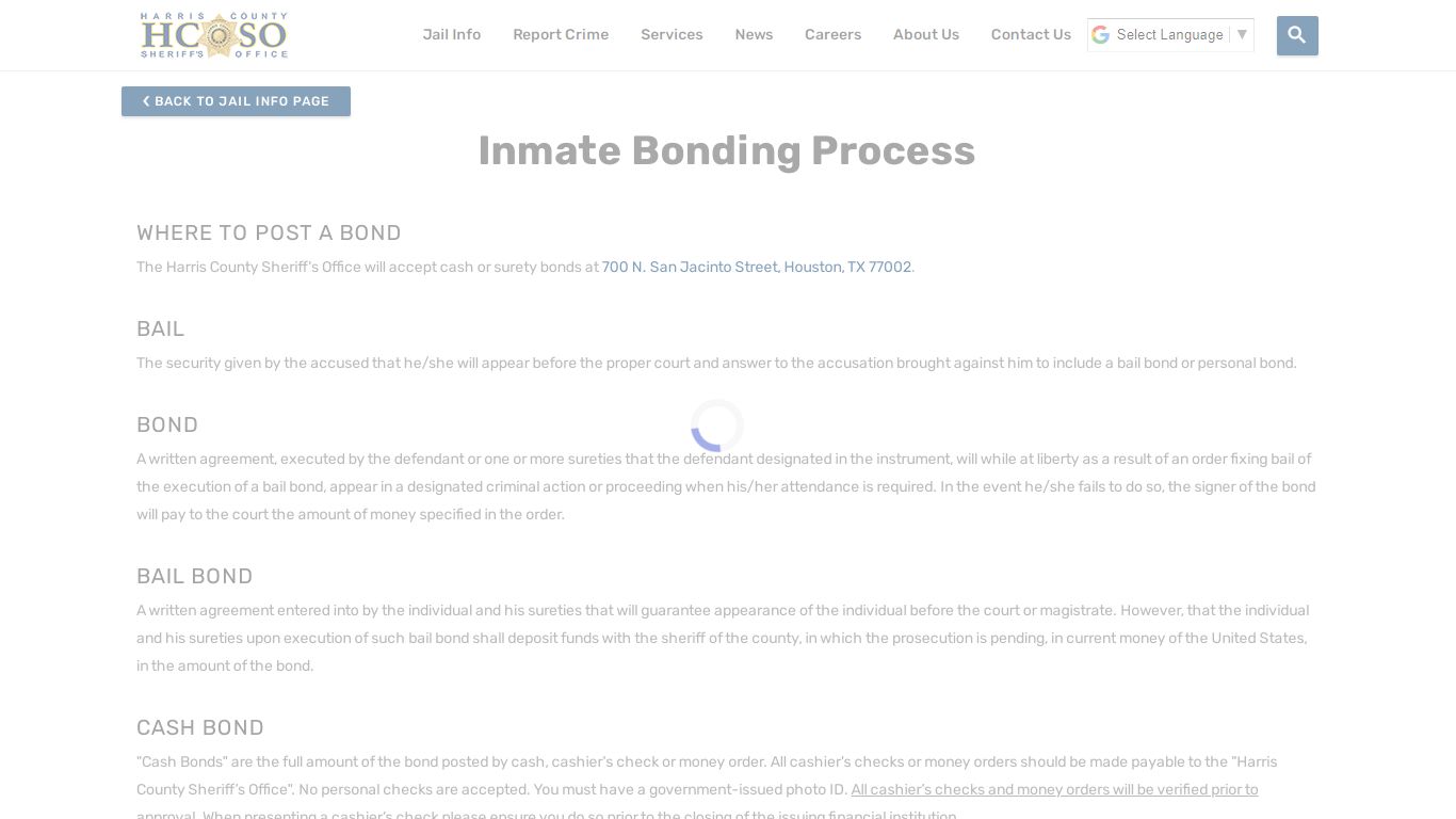 Inmate Bonding Process—Harris County Texas Sheriff's Office